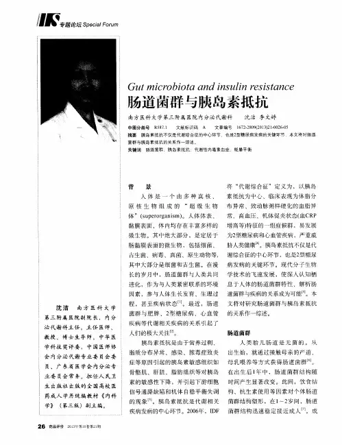 肠道菌群与胰岛素抵抗