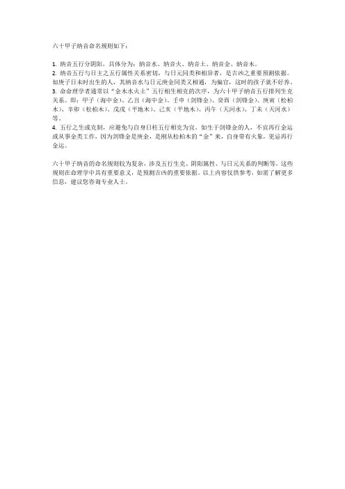 60甲子纳音命名规则
