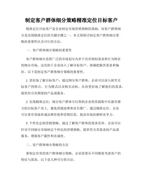 制定客户群体细分策略精准定位目标客户