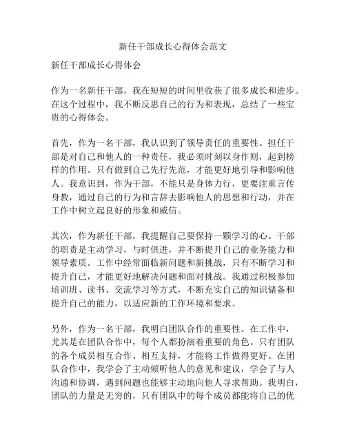 新任干部成长心得体会范文