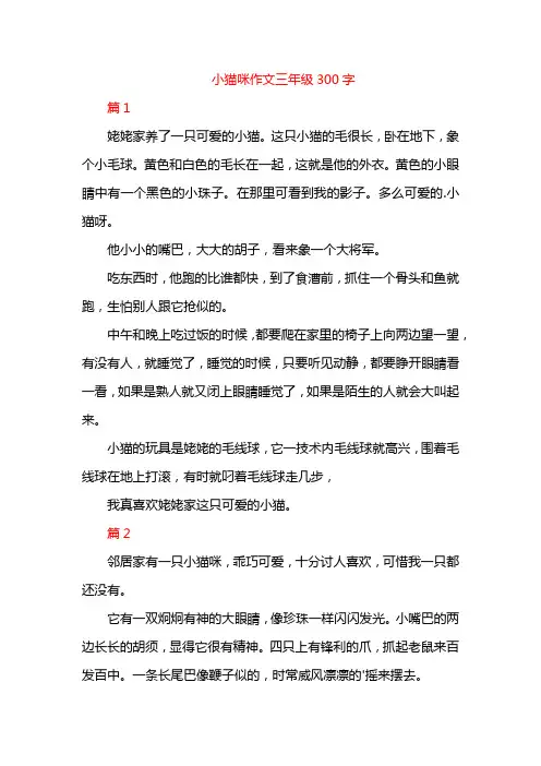 小猫咪作文三年级300字
