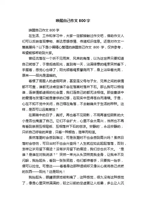 唤醒自己作文800字