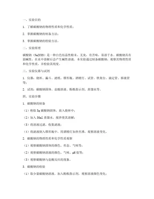 实验报告碳酸钠