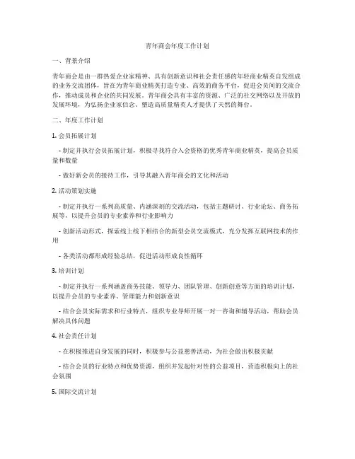 青年商会年度工作计划