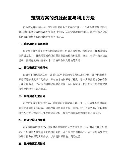 策划方案的资源配置与利用方法