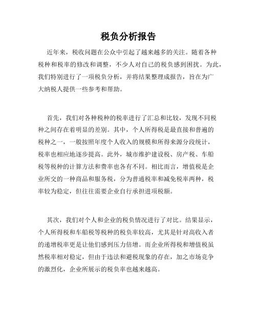 税负分析报告