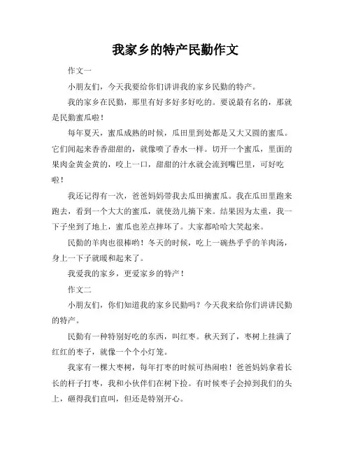 我家乡的特产民勤作文