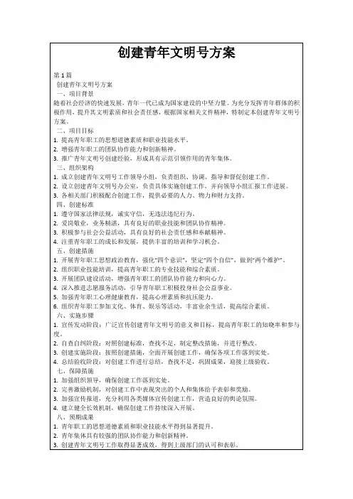 创建青年文明号方案