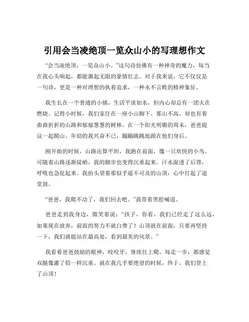 引用会当凌绝顶一览众山小的写理想作文