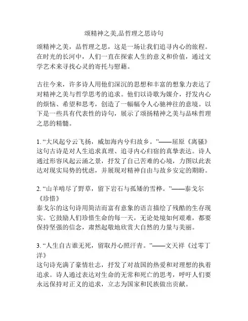 颂精神之美,品哲理之思诗句