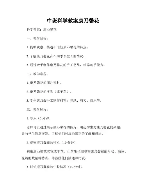 中班科学教案康乃馨花