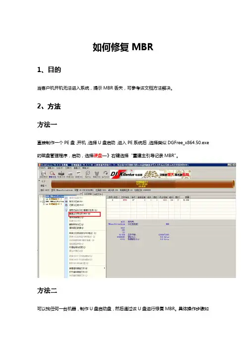 如何修复MBR