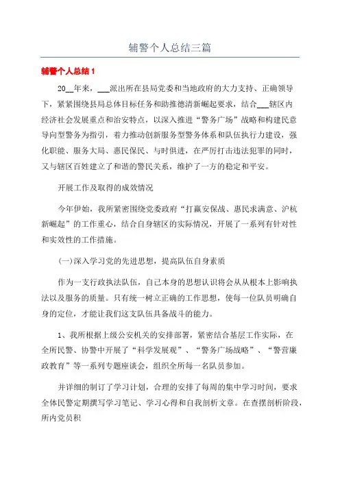 辅警个人总结三篇