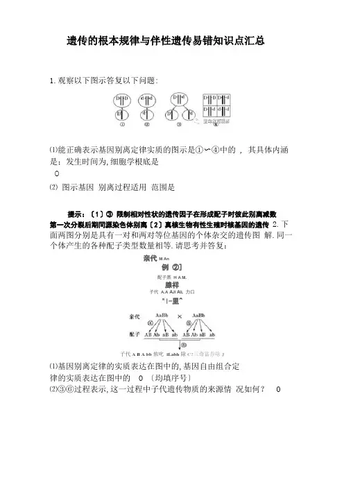高中生物必修二遗传的基本规律与伴性遗传易错知识点归纳