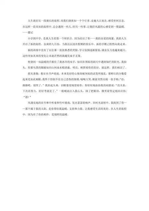 一段美好的旅程作文500字初中