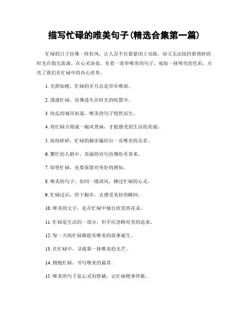 描写忙碌的唯美句子(精选合集两篇)