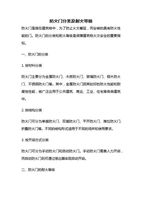 防火门分类及耐火等级