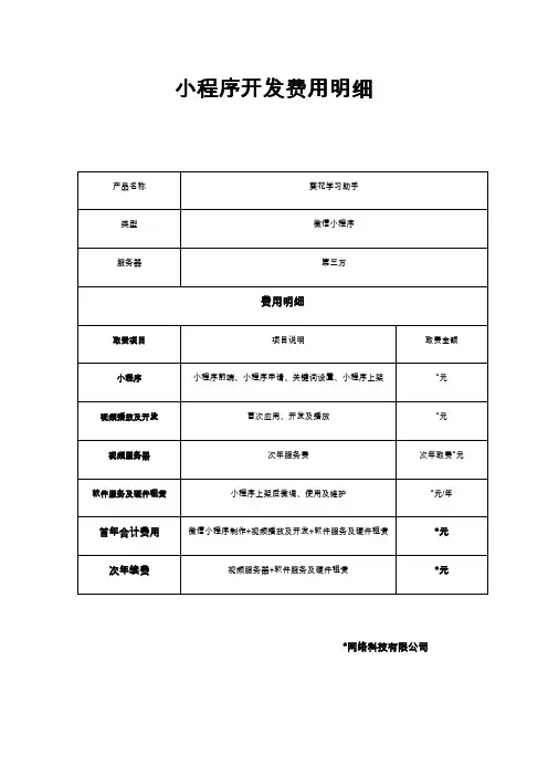 微信小程序报价单模板