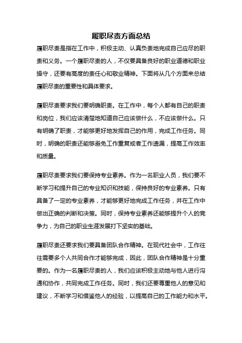 履职尽责方面总结