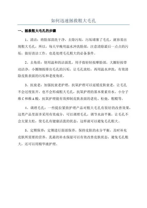 如何迅速拯救粗大毛孔