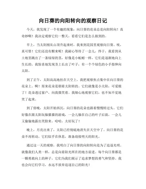 小学三年级作文向日葵的向阳转向的观察日记