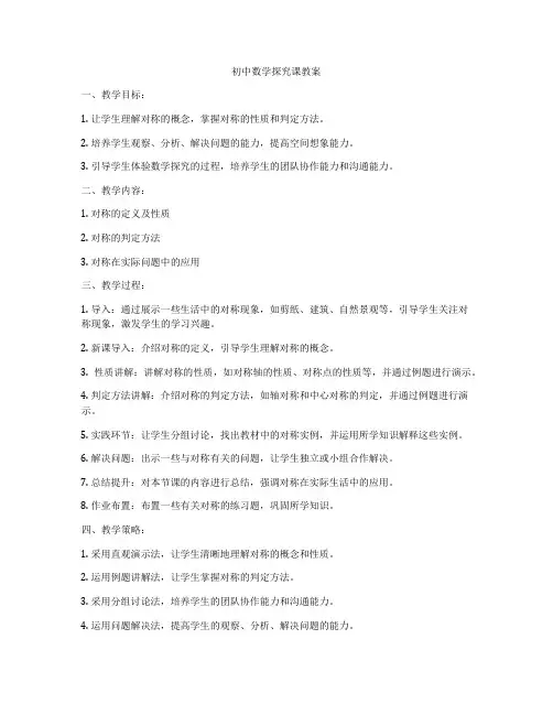 初中数学探究课教案