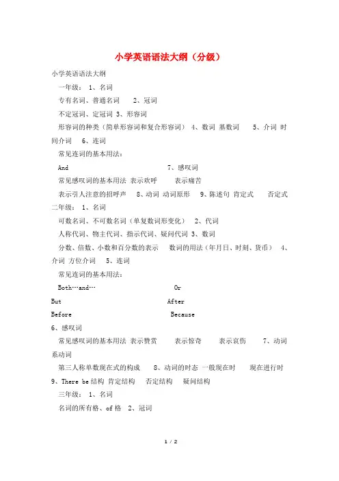 小学英语语法大纲(分级)