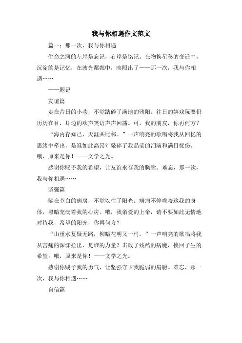 我与你相遇作文范文