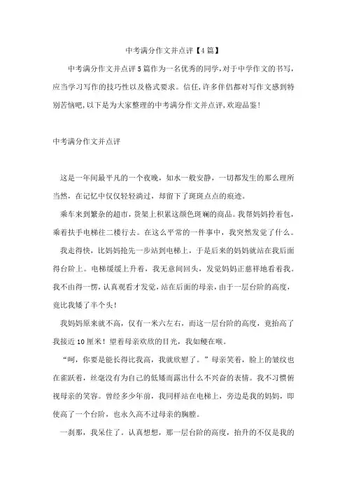 中考满分作文并点评【4篇】