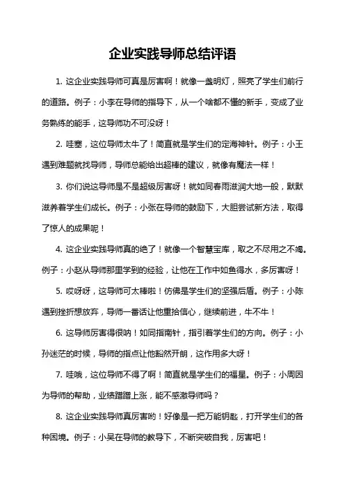 企业实践导师总结评语