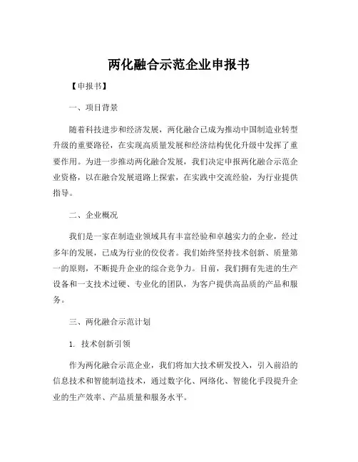 两化融合示范企业申报书