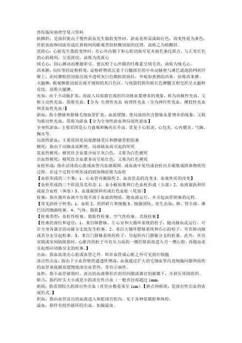 兽医临床病理学复习资料