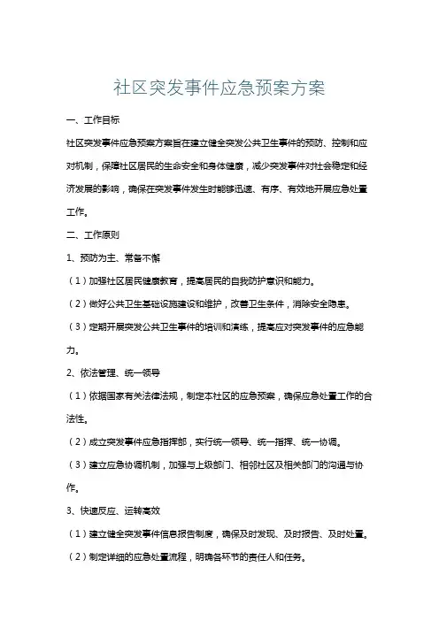 社区突发事件应急预案方案