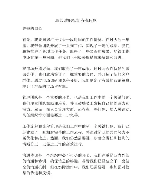 局长 述职报告 存在问题