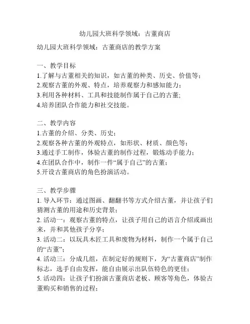 幼儿园大班科学领域：古董商店
