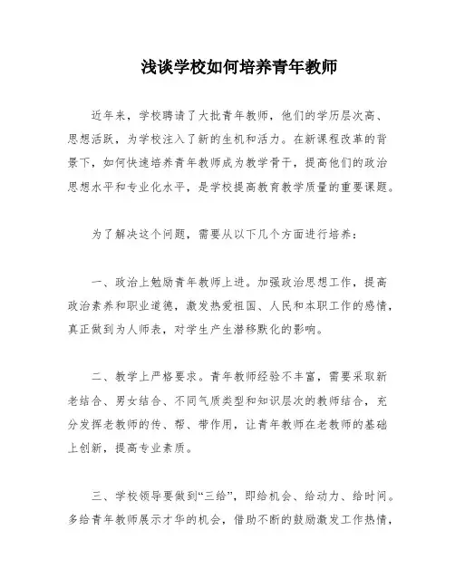 浅谈学校如何培养青年教师