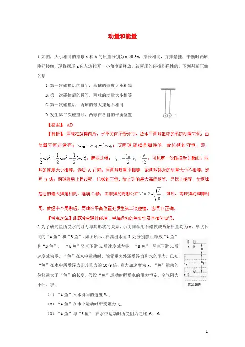 高考物理复习动量与能量练习有答案