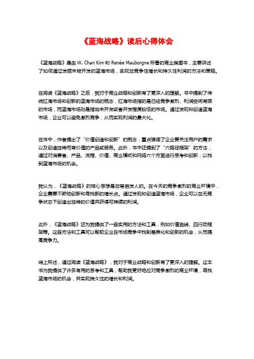 《蓝海战略》读后心得体会