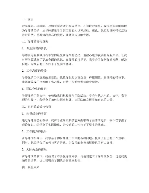 导师带徒总结范文