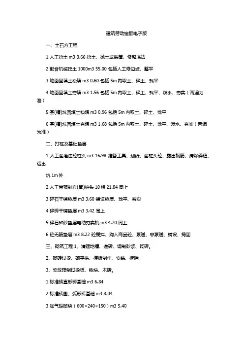 建筑劳动定额电子版
