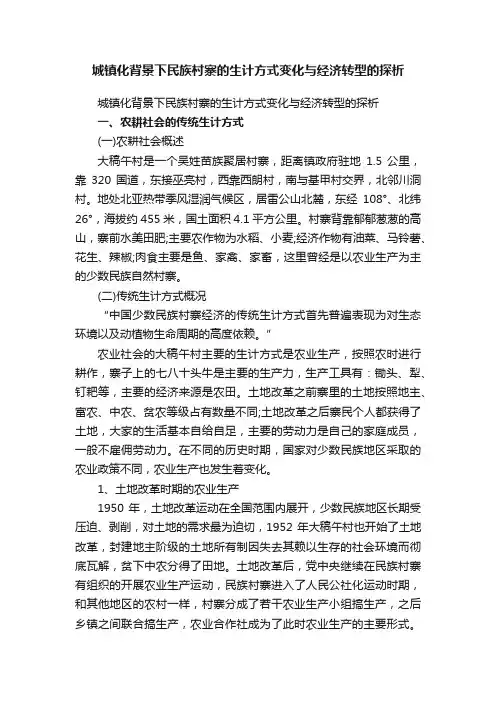城镇化背景下民族村寨的生计方式变化与经济转型的探析