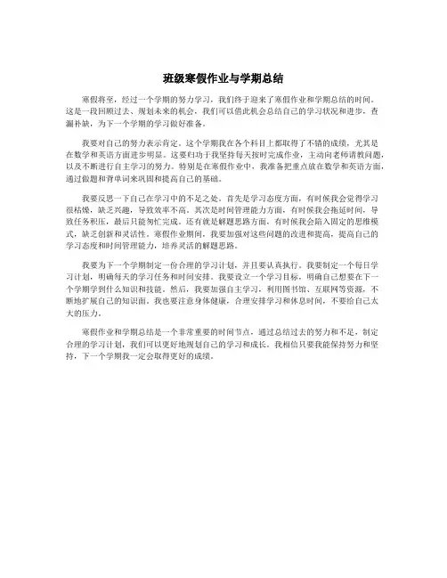 班级寒假作业与学期总结
