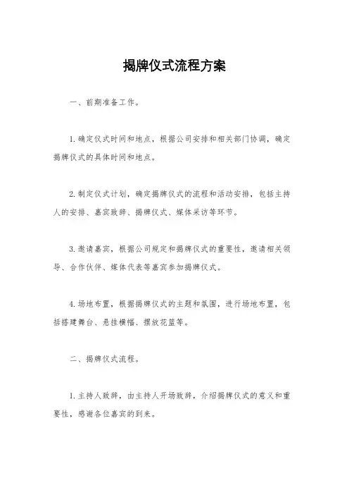 揭牌仪式流程方案