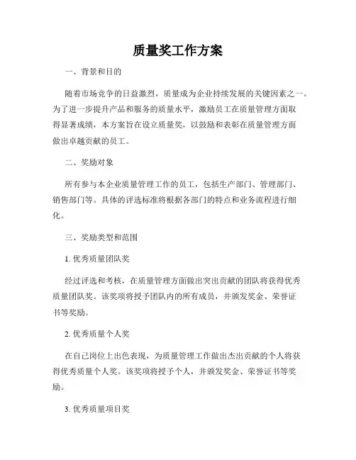 质量奖工作方案
