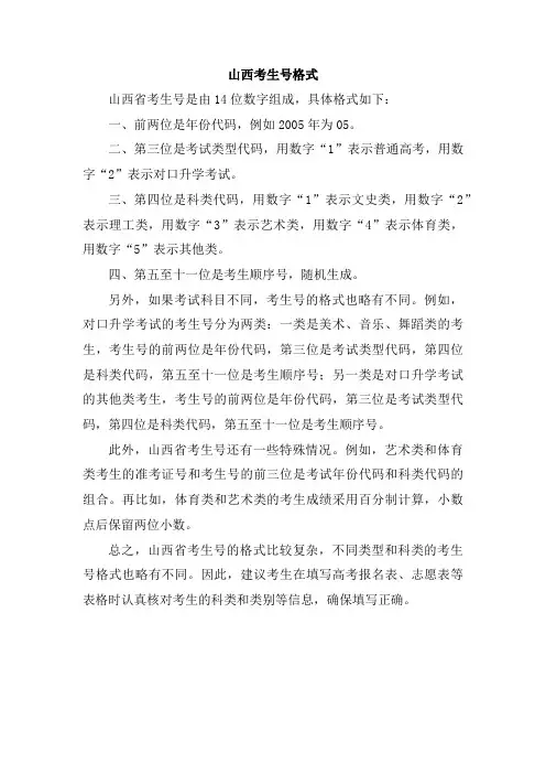 山西考生号格式