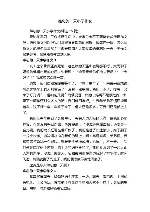 难忘的一天小学作文