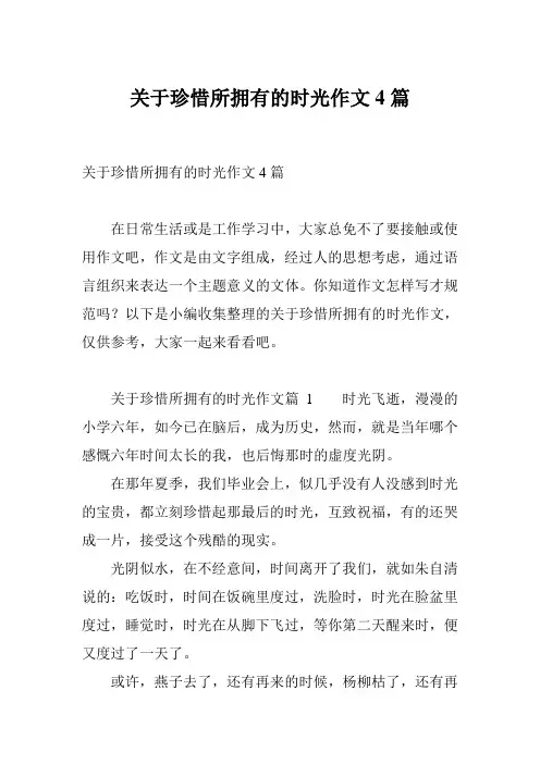 关于珍惜所拥有的时光作文4篇