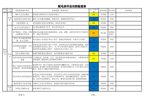 配电房作业双控检查表
