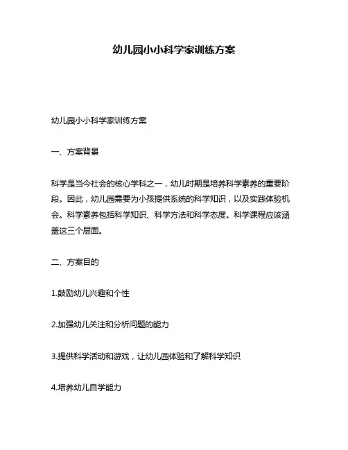 幼儿园小小科学家训练方案