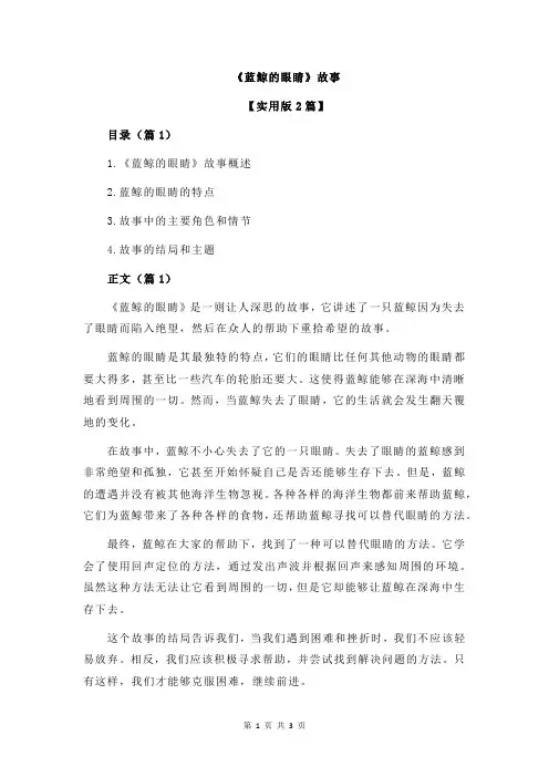 《蓝鲸的眼睛》故事